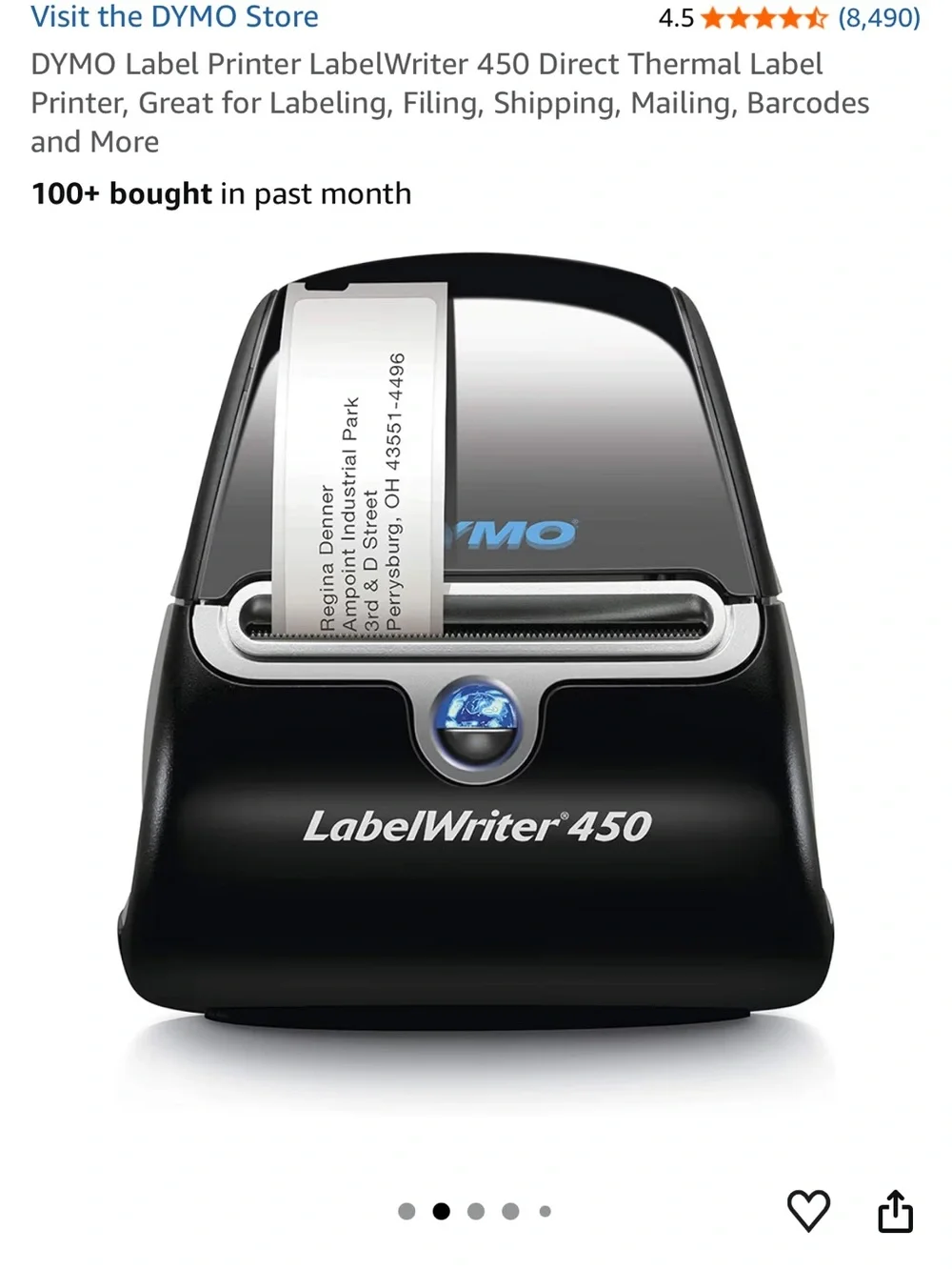 Dymo LabelWriter 450 - Black & Silver Desktop Label Printer